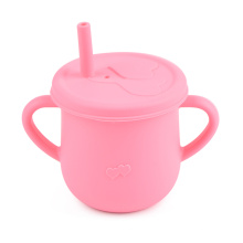 Детская силиконовая чашка с соломенной крышкой, детская чашка для малышей Bpa Free, тренировочная чашка для малышей